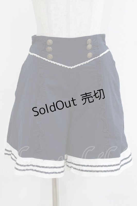 画像1: axes femme POETIQUE / マリンラインフリルショートパンツ M ネイビー H-26-04-21-041-AX-PA-NS-ZH (1)