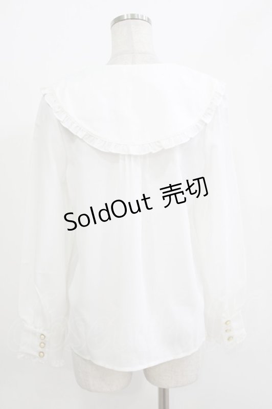 画像3: Amavel / ぶどう刺繍入りリボンブローチ付ブラウス Free オフ/ブラウン H-26-04-21-043-CA-BL-NS-ZH (3)