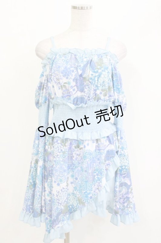 画像1: Qutie Frash / オフショルチュニック  水色 H-26-04-21-1029-QU-TO-KB-ZH (1)