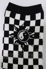 画像2: Candy Stripper / CHECKER SOCKS  ブラック×オフ H-26-04-21-1005-PU-ZA-KB-ZH (2)