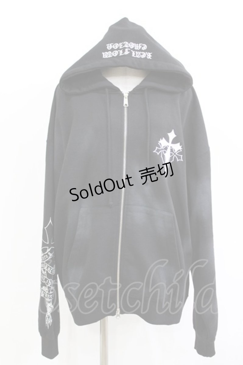 画像1: REFLEM / クロス刺繍ジップアップパーカー FREE 黒 H-26-04-21-1040-PU-TO-AK-ZT216 (1)