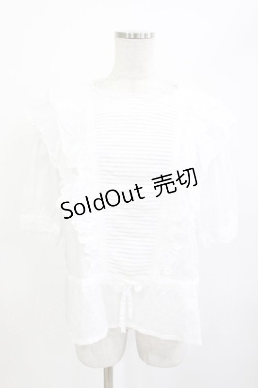 画像1: Jane Marple Dans Le Salon / ピンタックフリルブラウス  白 H-26-04-21-1021-JM-BL-KB-ZH (1)