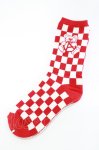 画像1: Candy Stripper / ANARCHY BEAR CHECKER SOCKS  レッド H-26-04-21-1003-PU-ZA-KB-ZH (1)