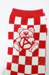 画像2: Candy Stripper / ANARCHY BEAR CHECKER SOCKS  レッド H-26-04-21-1003-PU-ZA-KB-ZH (2)