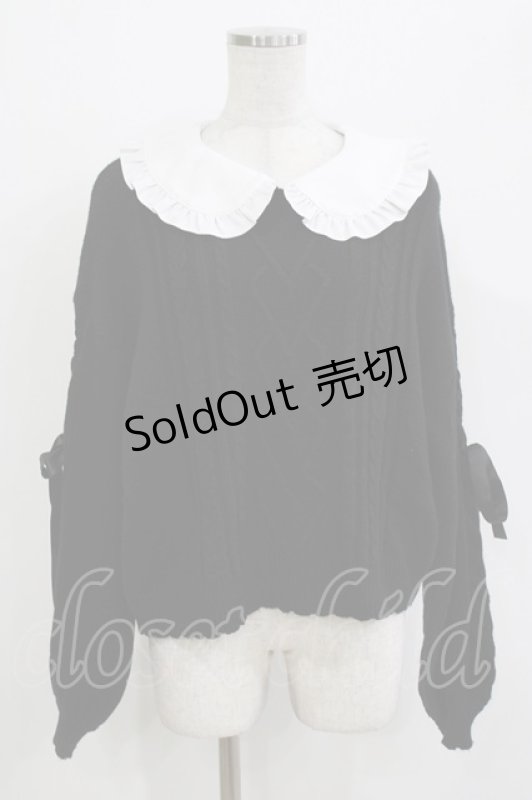 画像1: Secret Honey / フリル衿付ニットプルオーバー Free ブラック H-26-04-21-062-CA-TO-NS-ZH (1)