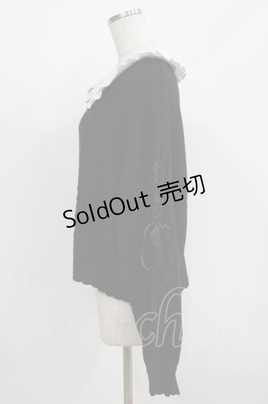 画像2: Secret Honey / フリル衿付ニットプルオーバー Free ブラック H-26-04-21-062-CA-TO-NS-ZH (2)