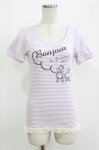 画像1: Fi.n.t / プードルプリントボーダーTシャツ Free ラベンダー H-26-04-21-065-CA-TS-NS-ZH (1)