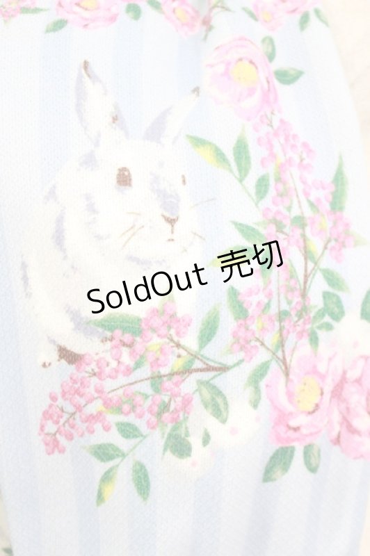 画像2: metamorphose / 風花のゆきうさぎプリントマフラー  サックス H-26-04-21-073-ME-ZA-NS-ZH (2)