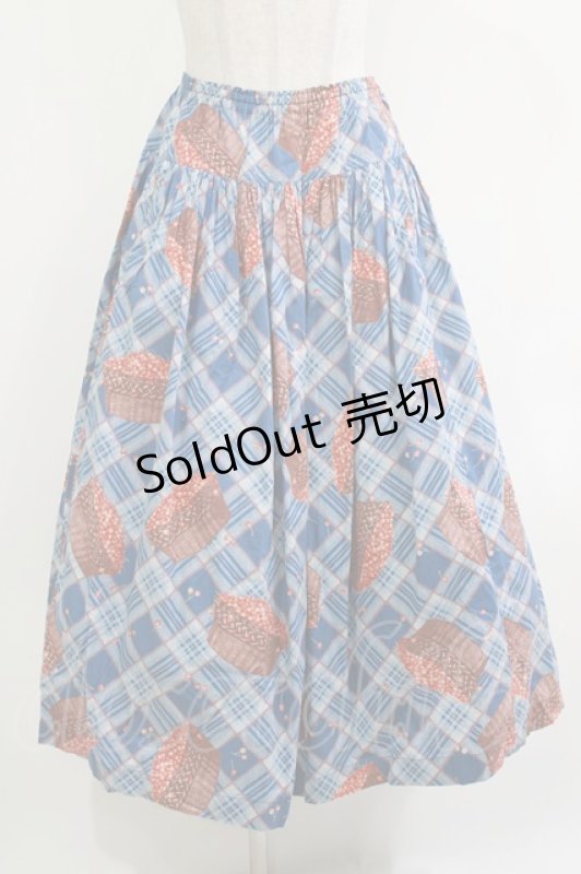 画像1: PINK HOUSE / チェリーバスケットスカート Free ブルー H-26-04-21-019-LO-SK-NS-ZH (1)