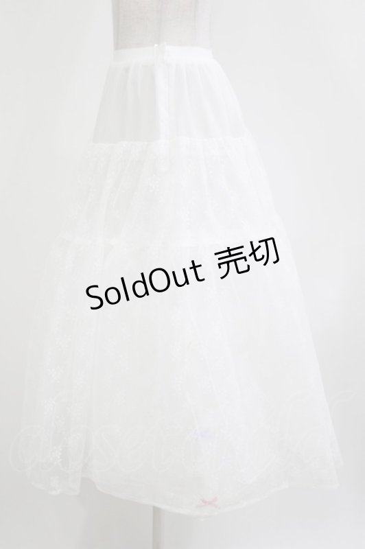 画像2: ROSA BIANCA / フープパニエ/ロング丈 73cm丈 ホワイト H-26-04-22-030-EL-SK-NS-ZH (2)