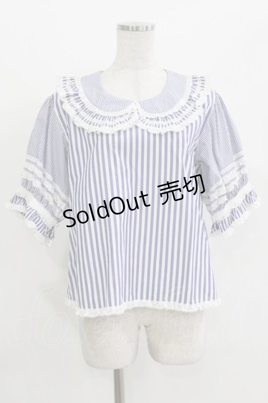 画像1: PINK HOUSE / コットンティアードフリル4段ブラウス Free ネイビー H-26-04-22-036-LO-BL-NS-ZH (1)