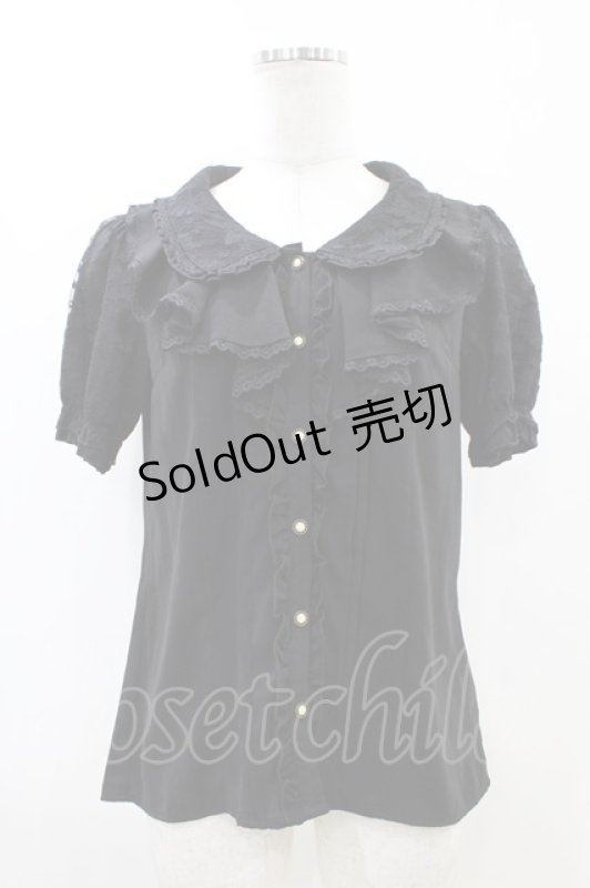 画像1: axes femme / フェミニンラッフルブラウス M ブラック H-26-04-22-1050-AX-BL-NS-ZH (1)