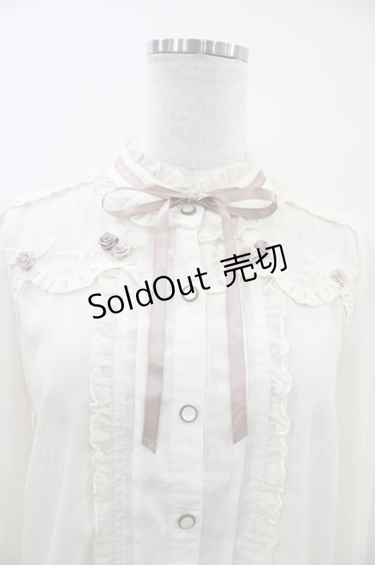 画像3: axes femme POETIQUE / 巻き薔薇デザインフリルブラウス M 生成り H-26-04-22-1058-AX-BL-NS-ZH (3)