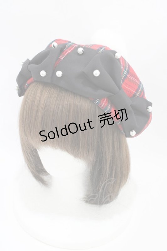 画像1: Cute Q.（海外ロリータブランド） / チェックベレー  レッド H-26-04-22-1015-0-AC-NS-ZH (1)