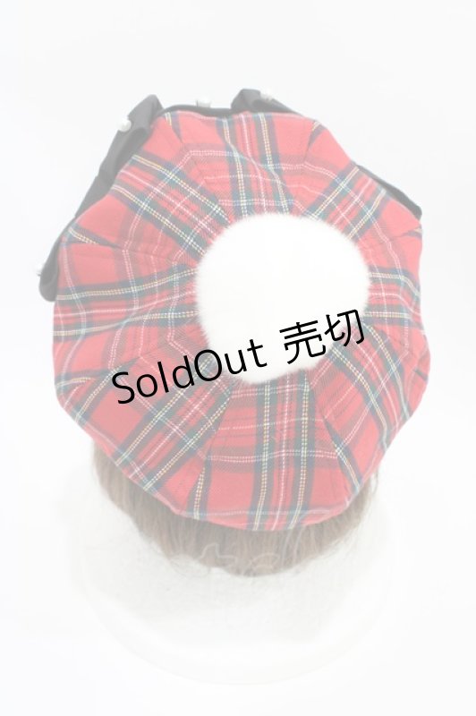 画像2: Cute Q.（海外ロリータブランド） / チェックベレー  レッド H-26-04-22-1015-0-AC-NS-ZH (2)