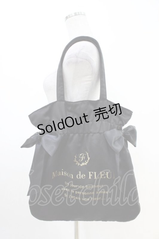 画像1: Maison de FLEUR / ダブルリボントートバッグ  ブラック H-26-04-22-1021-LO-BG-NS-ZH (1)