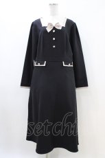 画像1: DearMyLove / スクエアネックリボンレディワンピース 4L ブラック H-26-04-22-1029-0-OP-NS-ZH (1)