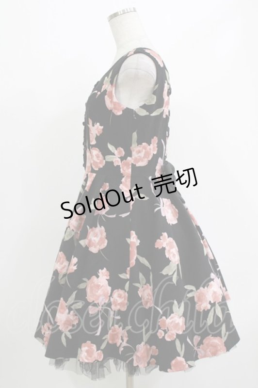 画像2: mille fille closet by LODISPOTTO / ロイヤルビッグローズワンピース M ブラック H-26-04-22-007-LO-OP-NS-ZH (2)