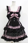 画像1: DearMyLove / フリルたっぷりはしごレースリボンジャンスカ 3L ブラック/ピンク H-26-04-22-022-0-OP-NS-ZH (1)