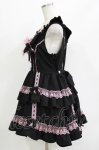 画像2: DearMyLove / フリルたっぷりはしごレースリボンジャンスカ 3L ブラック/ピンク H-26-04-22-022-0-OP-NS-ZH (2)