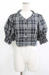 画像1: EATME / ボリュームスリーブブラウス Free ブラックチェック H-26-04-23-042-LO-BL-NS-ZH (1)