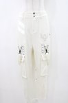 画像1: Ozz conte / リブ切替刺繍パンツ  白 H-26-04-23-1026-OO-PA-KB-ZH (1)