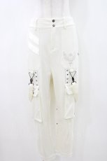 画像1: Ozz conte / リブ切替刺繍パンツ  白 H-26-04-23-1026-OO-PA-KB-ZH (1)