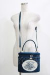 画像1: an another angelus / フレームローズ刺繍バニティバッグ 高さ18.5cm/幅22cm/マチ14cm/持ち手34cm/ショルダー89~105cm BLUE GREEN H-26-04-23-055-CA-BG-NS-ZH (1)
