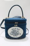 画像2: an another angelus / フレームローズ刺繍バニティバッグ 高さ18.5cm/幅22cm/マチ14cm/持ち手34cm/ショルダー89~105cm BLUE GREEN H-26-04-23-055-CA-BG-NS-ZH (2)