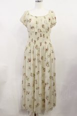 画像1: JESUS DIAMANTE / スモッキングパフマキシワンピース 38 バルドー薔薇 H-26-04-24-037-JE-OP-NS-ZH (1)