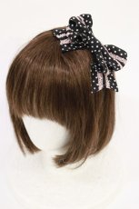 画像1: Innocent World / ドレスリボンカチューシャ（水玉）  ブラック/ピンク H-26-04-24-006-IW-AC-NS-ZH (1)