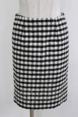 画像1: Candy Stripper / チェック柄ウールタイトスカート S 白×黒 H-26-04-24-1029-PU-SK-KB-ZH (1)