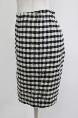 画像2: Candy Stripper / チェック柄ウールタイトスカート S 白×黒 H-26-04-24-1029-PU-SK-KB-ZH (2)