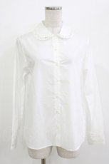 画像1: Jane Marple / ロゴレースラウンドカラーブラウス  ホワイト H-26-04-24-1040-JM-BL-KB-ZH (1)