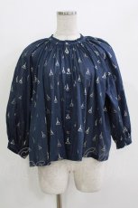 画像1: Jane Marple Dans Le Salon / LA TOUR EIFFELケープブラウス  ネイビー×ホワイトゴールド H-26-04-24-1041-JM-BL-KB-ZH (1)