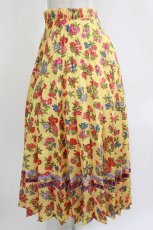画像2: Jane Marple Dans Le Salon / Flowers of Jouy double accordion skirt M マスタード H-26-04-24-1012-JM-SK-KB-ZH (2)