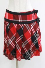 画像1: MILK / リボンチェックラップスカート  レッド H-26-04-24-1021-ML-SK-KB-ZH (1)