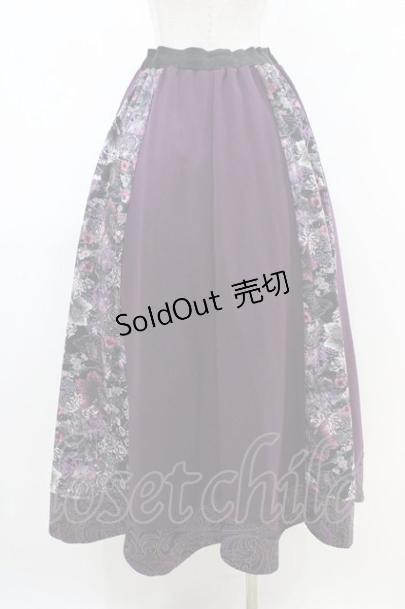 画像2: Qutie Frash / 和柄フレアロングスカート  紫 H-26-04-25-027-QU-SK-AK-ZH (2)