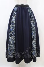 画像1: Qutie Frash / 和柄フレアロングスカート  紺 H-26-04-25-028-QU-SK-AK-ZH (1)