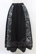 画像1: Qutie Frash / 和柄フレアロングスカート  黒 H-26-04-25-029-QU-SK-AK-ZH (1)