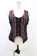 画像1: Ozz oneste / ストライプベスト  黒 H-26-04-25-039-OO-TO-KB-ZH (1)