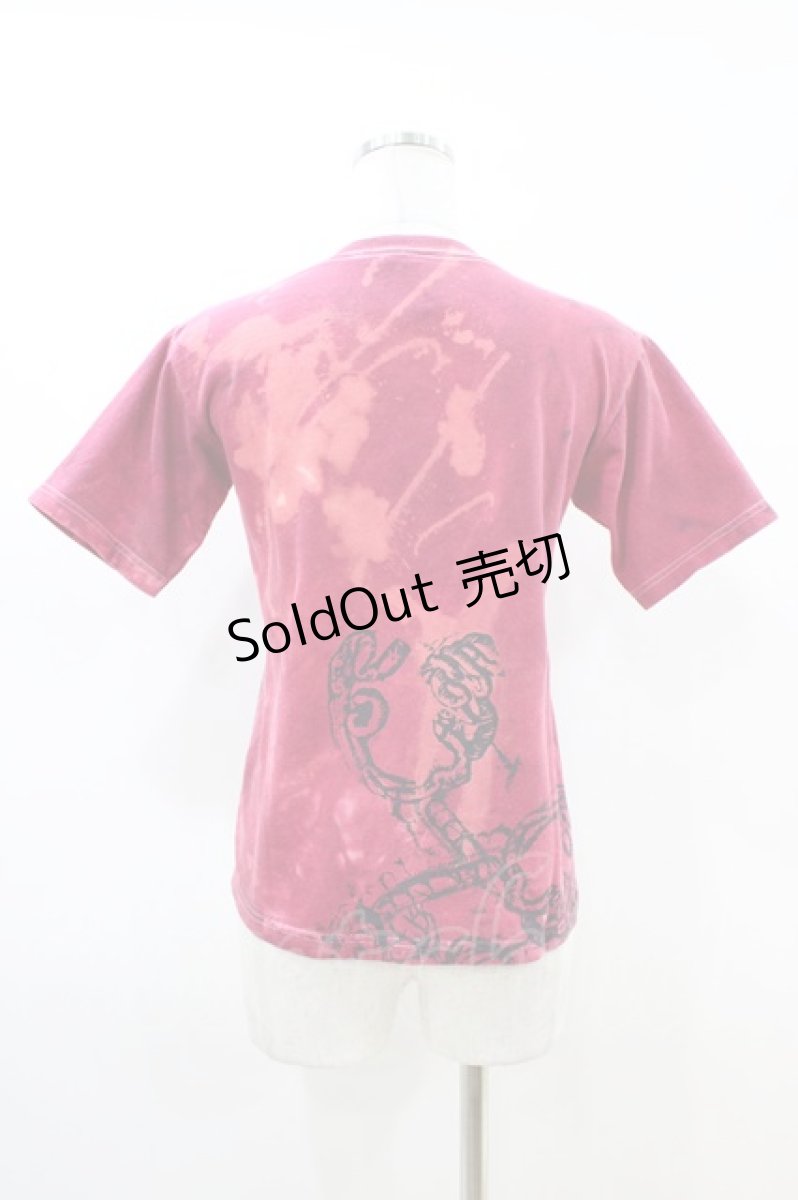画像2: DARK RED  RUM / ダメージプリントTシャツ  赤 H-26-04-25-043-HN-TO-KB-ZH (2)