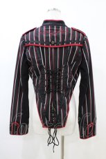 画像2: Ozz oneste / ストライプショートジャケット  黒 H-26-04-25-045-OO-JA-KB-ZH (2)