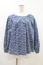 画像1: Jane Marple Dans Le Salon / ギャザータックブラウス  ブルー H-26-04-25-048-JM-BL-KB-ZH (1)