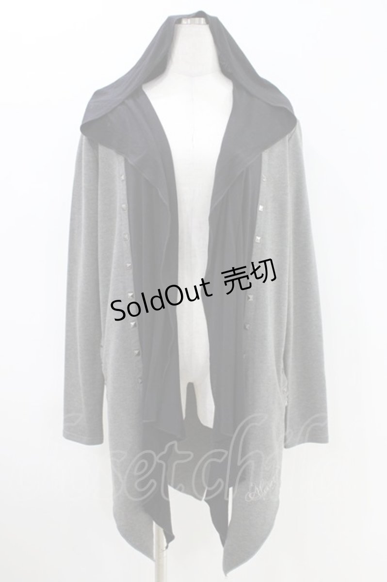 画像1: ALGONQUINS / スタッズ付きカーデ F グレー×黒 H-26-04-25-1024-AL-TO-AK-ZH (1)