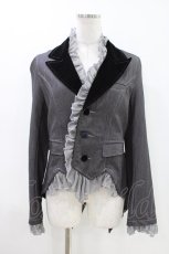 画像1: ALGONQUINS / ストライプフリルジャケット F グレー H-26-04-25-1025-AL-JA-AK-ZH (1)