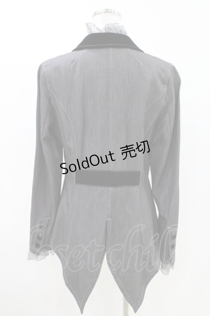 画像2: ALGONQUINS / ストライプフリルジャケット F グレー H-26-04-25-1025-AL-JA-AK-ZH (2)