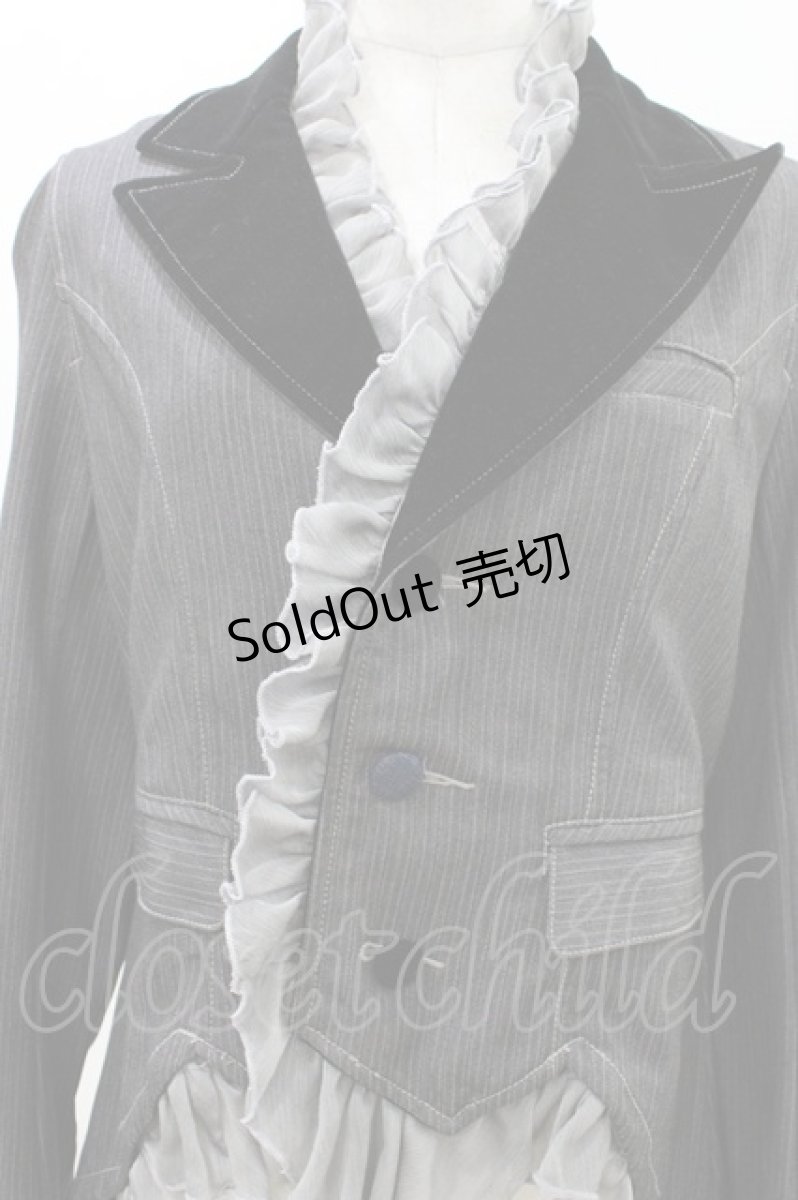 画像4: ALGONQUINS / ストライプフリルジャケット F グレー H-26-04-25-1025-AL-JA-AK-ZH (4)