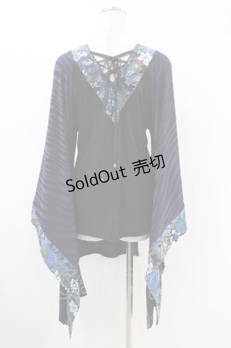 画像3: Qutie Frash / 着物袖チュニック  青×黒 H-26-04-25-1027-QU-TO-AK-ZH (3)