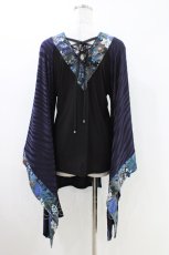 画像3: Qutie Frash / 着物袖チュニック  青×黒 H-26-04-25-1027-QU-TO-AK-ZH (3)